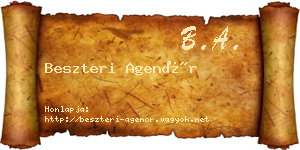 Beszteri Agenór névjegykártya